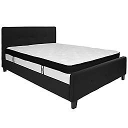 Flash Furniture Tribeca Queen Upholstered Platform Bed with Mattress in Black