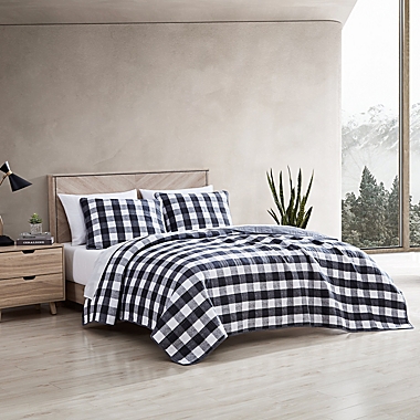 Eddie Bauer&reg; Lakehouse Plaid 3-Piece Reversible Full/Queen Quilt Set in Dark Grey. View a larger version of this product image.