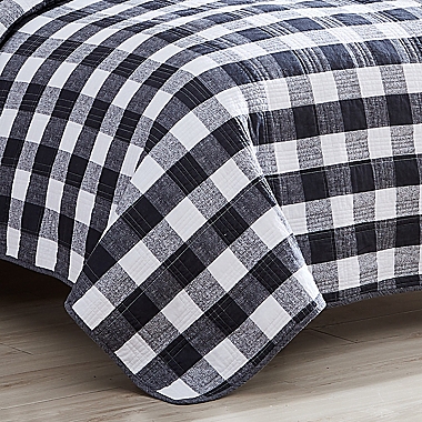 Eddie Bauer&reg; Lakehouse Plaid 3-Piece Reversible King Quilt Set in Dark Grey. View a larger version of this product image.