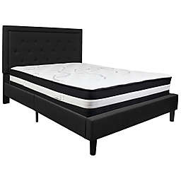 Flash Furniture Roxbury Queen Upholstered Platform Bed in Black