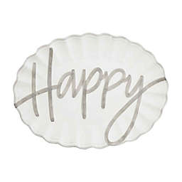 Mud Pie&reg; &quot;Happy&quot; 19-Inch Oval Serving Platter in White