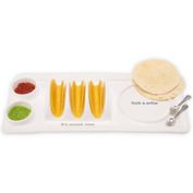 Mud Pie&reg; 3-Piece Tray and Spoons Taco Party Set in White