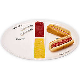 Mud Pie® 3-Piece 18-Inch Oval Burger and Hot Dog Platter and Spoons Set in White