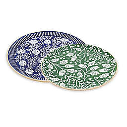 Mud Pie® Indigo Green 2-Piece Round Platter Set