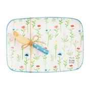 Mud Pie&reg; 2-Piece Floral Ceramic Cheese Board Set