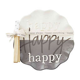 Mud Pie® 2-Piece "Happy" Cookie Plate and Tongs Set in White