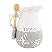 Mud Pie&reg; &quot;Happy Always&quot; Pitcher and Spoon Set in White