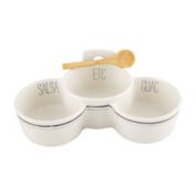 Mud Pie&reg; Bistro 2-Piece Divided Salsa and Guacamole Dip Dish and Spoon Set in White