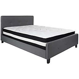 Flash Furniture Tribeca Queen Upholstered Platform Bed in Dark Grey with Mattress