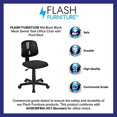 Flash Furniture Mid-Back Mesh Pivoting Office Chair in Black. View a larger version of this product image.