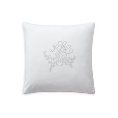Lauren Ralph Lauren Carolyne Monogram Square Throw Pillow in Off-White/Grey. View a larger version of this product image.