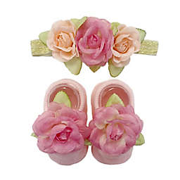 Toby Fairy™ Newborn 2-Piece Flower Crown Headband and Mary Jane Bootie Set in Light Pink