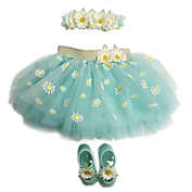 Toby Signature Size 6-12M 3-Piece 3D Daisies Headband, Tutu, and Mary Jane Set in Mint