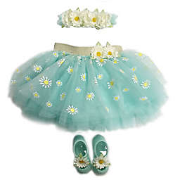 Toby Signature Size 6-12M 3-Piece 3D Daisies Headband, Tutu, and Mary Jane Set in Mint