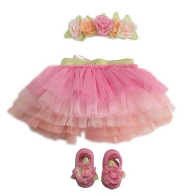 Toby Signature Size 0-6M 3-Piece 3D Flower Crown, Tutu, and Mary Jane Set in Rose