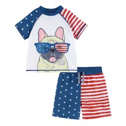 Beetle & Thread® 2-Piece Americana Rashguard Top and Swim Trunk Set