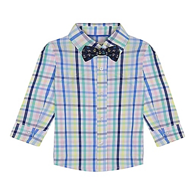 Beetle &amp; Thread&reg; Size 0-3M 4-Piece Sweater, Shirt, Pant, and Bow Tie Set in Navy. View a larger version of this product image.