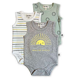 Rabbit+Bear Sunshine Size M 3-Pack Organic Cotton Bodysuits in Grey