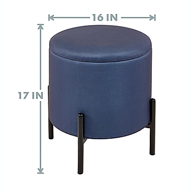 Studio 3B&trade; Round Storage Ottoman in Navy. View a larger version of this product image.