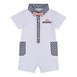 Beetle & Thread® Size 3-6M Americana Pique Romper with Bowtie in White
