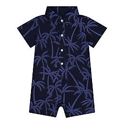 Beetle & Thread® Size 0-3M Palm Tree Pique Romper in Navy