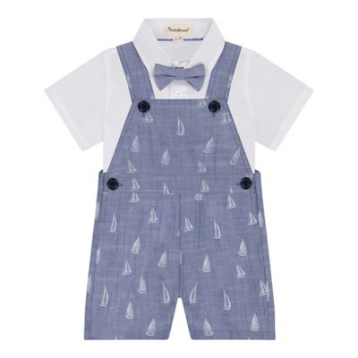 Beetle &amp; Thread&reg; Size 3T 3-Piece Sailboat Overall Set with Bow Tie in Chambray