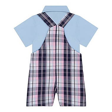 Beetle &amp; Thread&reg; Size 2T 3-Piece Plaid Overall Set with Bow Tie in Blue. View a larger version of this product image.