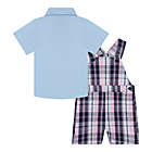 Alternate image 2 for Beetle &amp; Thread&reg; Size 2T 3-Piece Plaid Overall Set with Bow Tie in Blue
