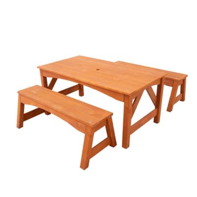 Sportspower&trade; Kids Wooden Picnic Table with Separated Benches in Brown