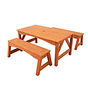 Sportspower&trade; Kids Wooden Picnic Table with Separated Benches in Brown