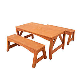 Sportspower™ Kids Wooden Picnic Table with Separated Benches in Brown