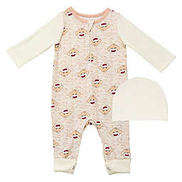 Baby Starters® Size 9M 2-Piece Sock Monkey Long Sleeve Coverall and Hat Set in Ivory/Tan