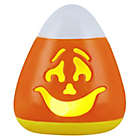 Alternate image 1 for H for Happy&trade; 4-Inch Ceramic Candy Corn Halloween Figure with LED Light in Orange
