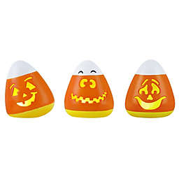 H for Happy™ 4-Inch Ceramic Candy Corn Halloween Figure with LED Light in Orange