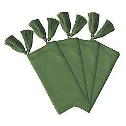 Everhome™ Solid Color Tassel Napkins in Elm Green (Set of 4)