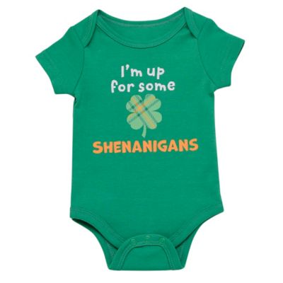 Baby Starters&reg; Up For Shenanigans St Patrick&#39;s Day Short Sleeve Bodysuit in Green