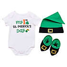 Alternate image 0 for Baby Starters&reg; Size 3M 3-Piece My First St. Patricks Day Bodysuit, Cap, and Booties Set