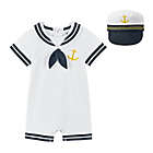 Alternate image 0 for Beetle &amp; Thread&reg; Size 3-6M 2-Piece Sailor Romper with Hat in White