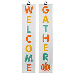 H for Happy™ 42-Inch Reversible "Welcome-Gather" Fall Porch Sign in White