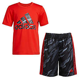 adidas® 2-Piece Tiger Camo Tee & Short Set in Red/Black