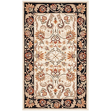 Safavieh EZ Care Floral 3&#39; x 5&#39; Accent Rug in Ivory/Black. View a larger version of this product image.