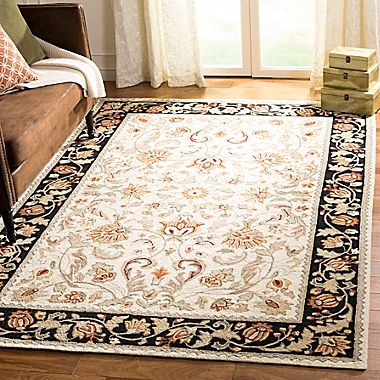 Safavieh EZ Care Floral 3&#39; x 5&#39; Accent Rug in Ivory/Black. View a larger version of this product image.