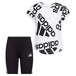 adidas® Size 3T 2-Piece Printed Tee and Bike Short Set in Black/White