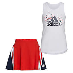 adidas® Size 4T 2-Piece Tank and Skort Set in White/Multi