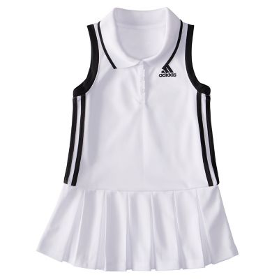 adidas&reg; Size 4T Sleeveless Polo Pleated Dress in White/Black