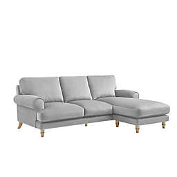 Shabby Chic Velvet Chaise Sofa in Grey