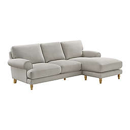 Shabby Chic Linen Chaise Sofa in Light Grey