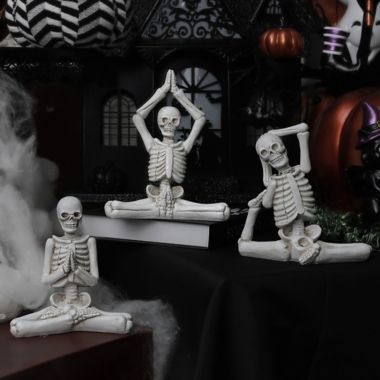 H for Happy&trade; 5.5-Inch Halloween Yoga Posing Skeleton in White. View a larger version of this product image.