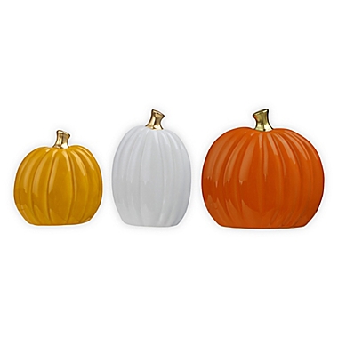 H for Happy&trade; Ceramic Pumpkins in Orange (Set of 3). View a larger version of this product image.