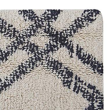 INK+IVY Ansel Geo Diamond 20" x 32" Yarn Dyed Cotton Tufted Bath Rug in Black/Neutral. View a larger version of this product image.
